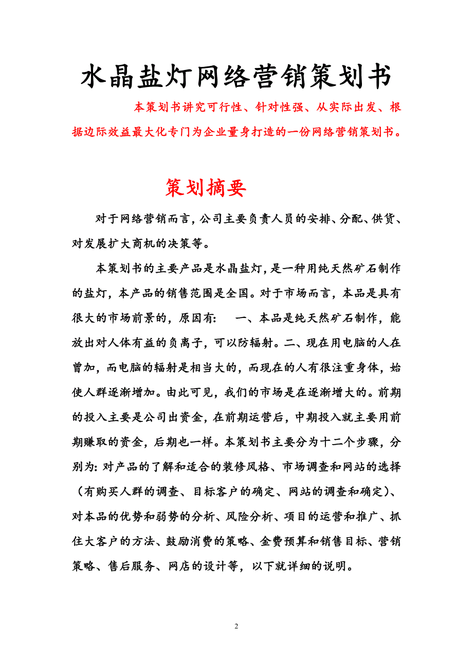 [精编]水晶盐灯网络营销策划书119_第2页