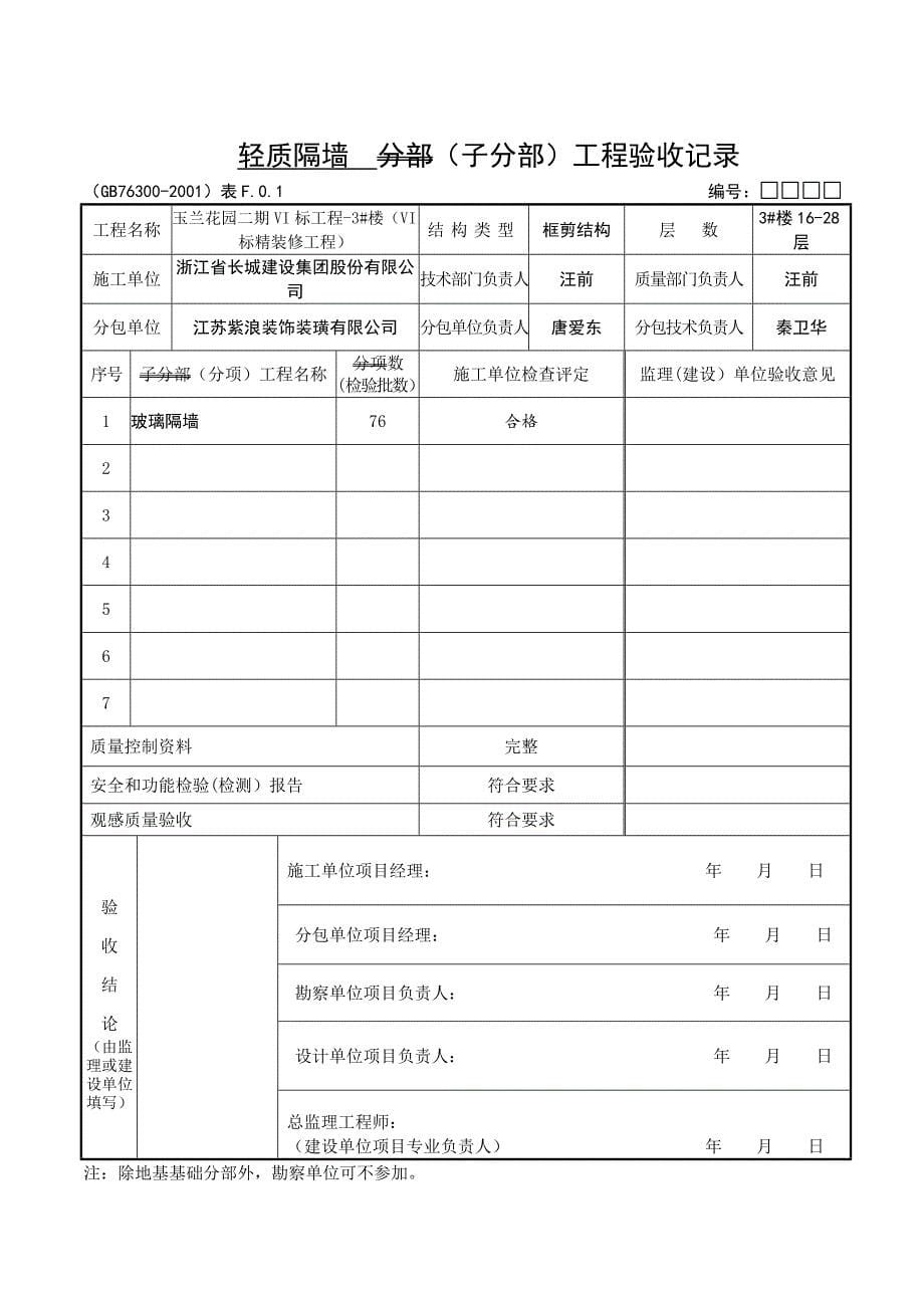 [精编]分项工程质量验收表(装饰)_第5页