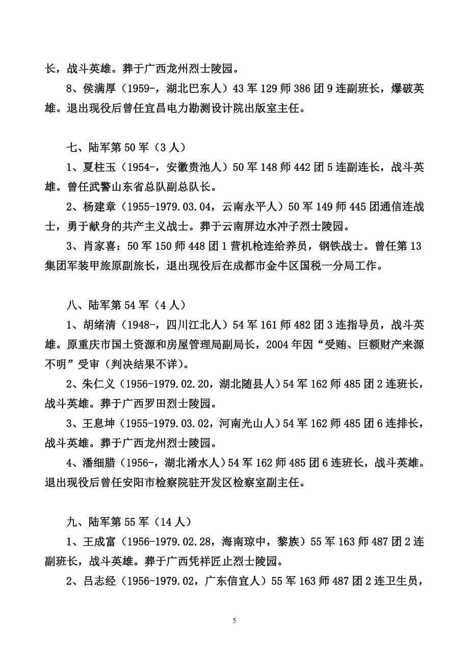 [精编]对越自卫还击战中央军委授予的七十九名战斗英雄有关情况_第5页