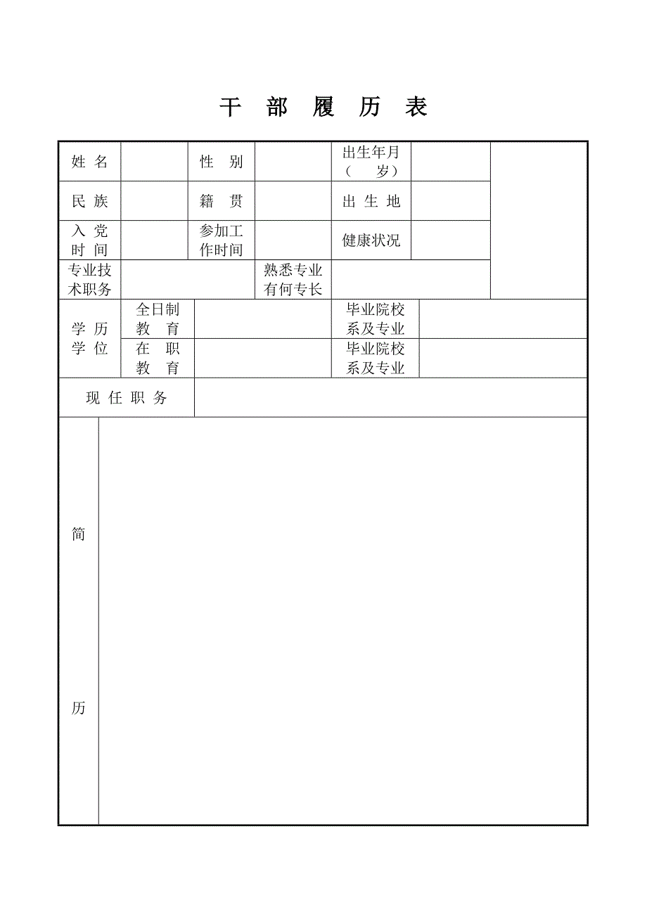 [精编]干部履历表及填表说明_第1页