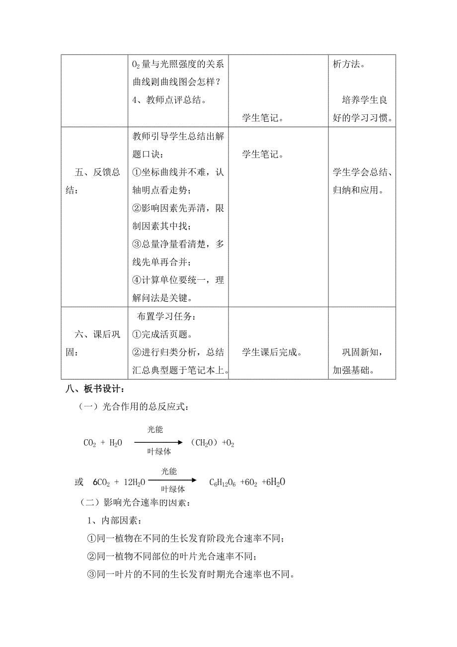 【精选】教学设计——影响光合作用速率的环境因素_第5页