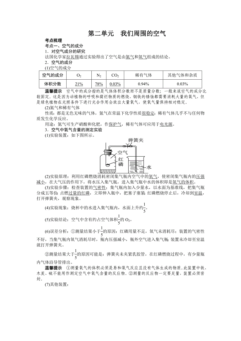 [2017年整理]初三化学第二单元知识清单_第1页