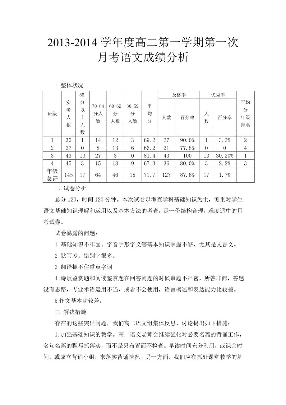 -学年度高二第一学期第一次月考语文成绩分析_第2页