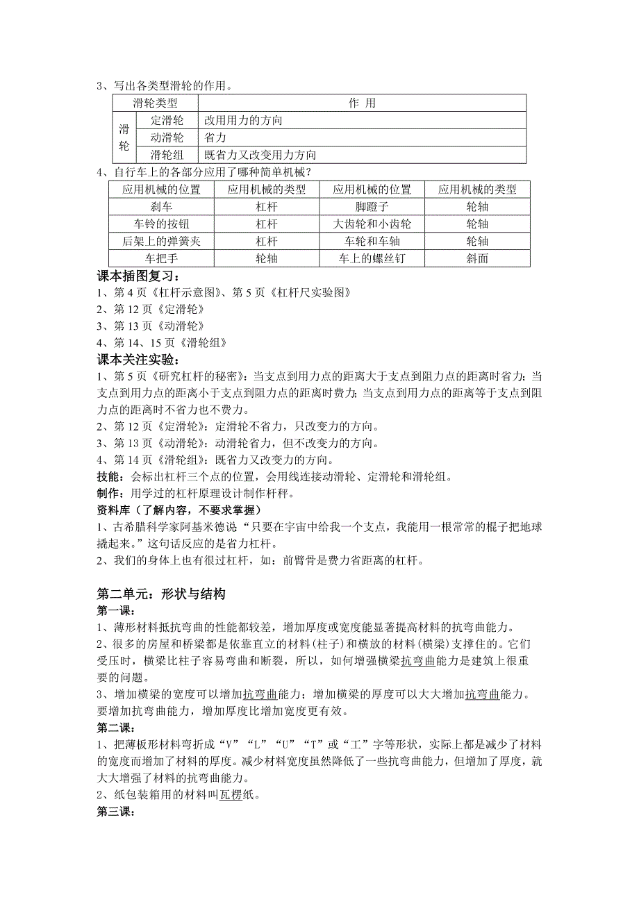 六年级上册期末科学复习资料_第2页