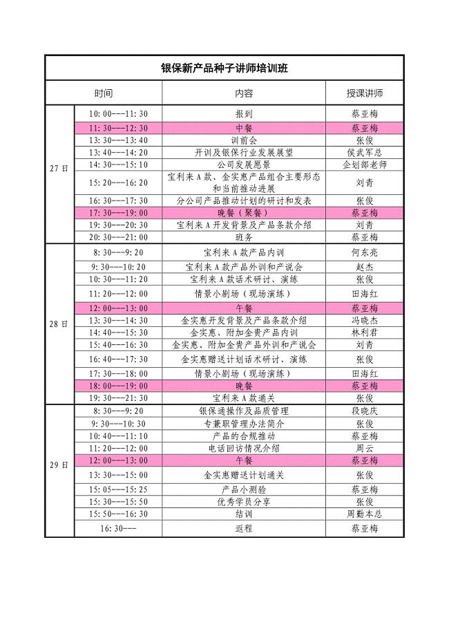 种子讲师培训班课程表