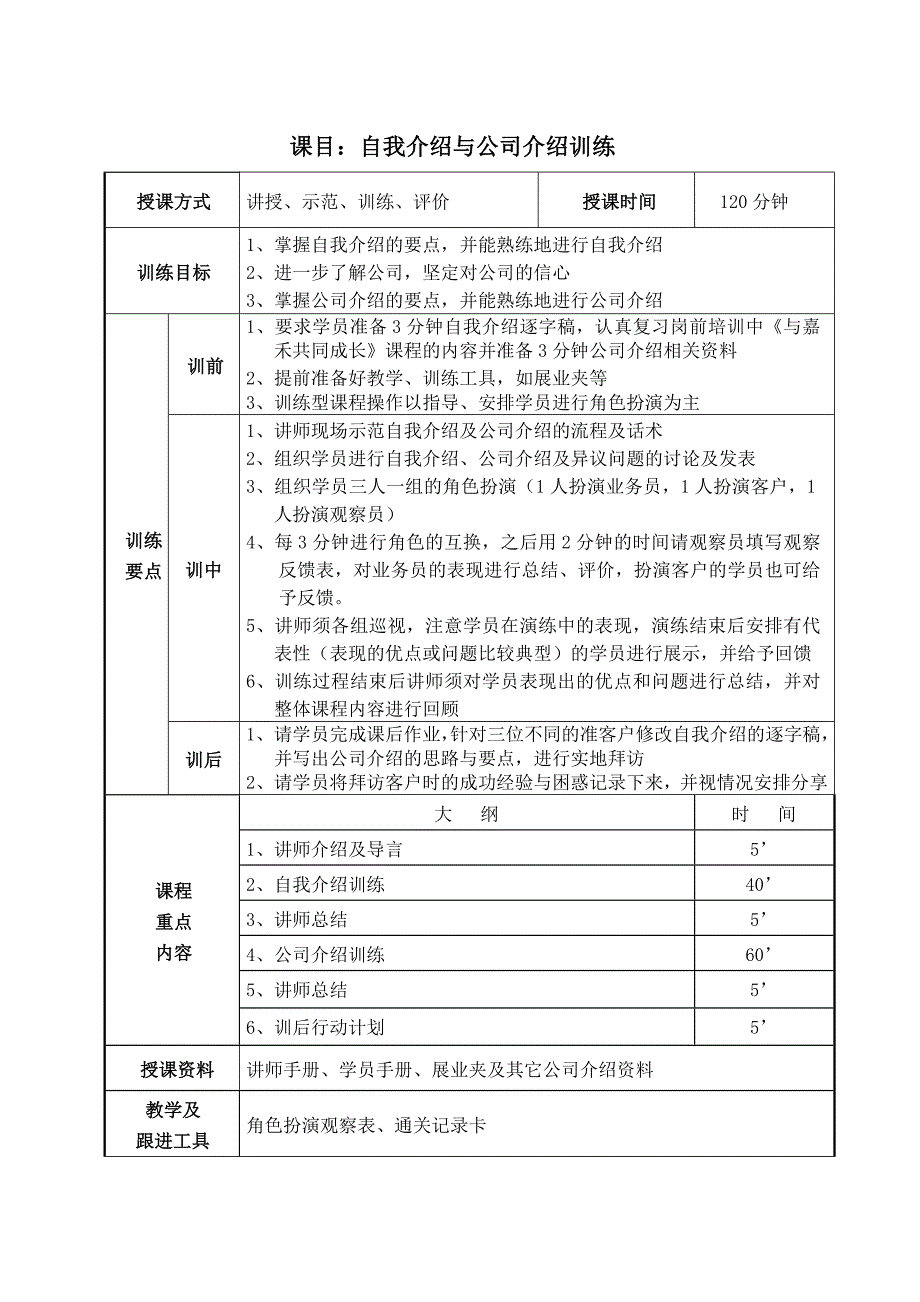 自我介绍与公司介绍训练讲师手册_第1页