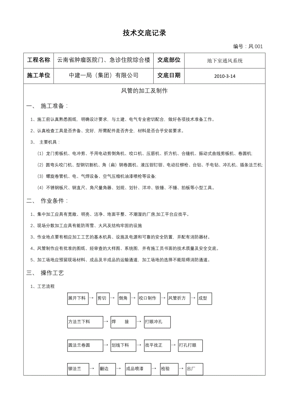 【精选】风-001风管制作加工_第1页