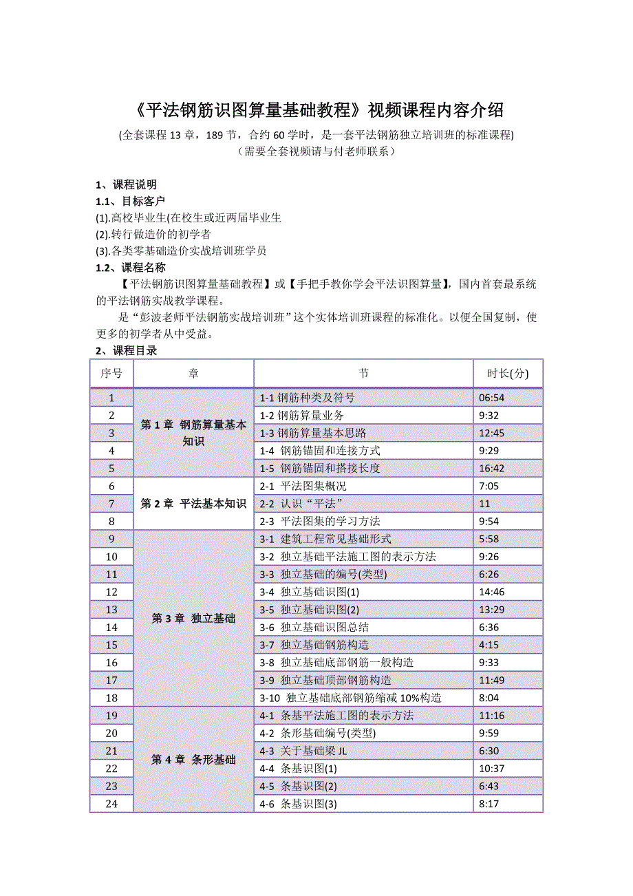 【精选】“平法钢筋识图算量基础教程”视频课程内容介绍_第1页