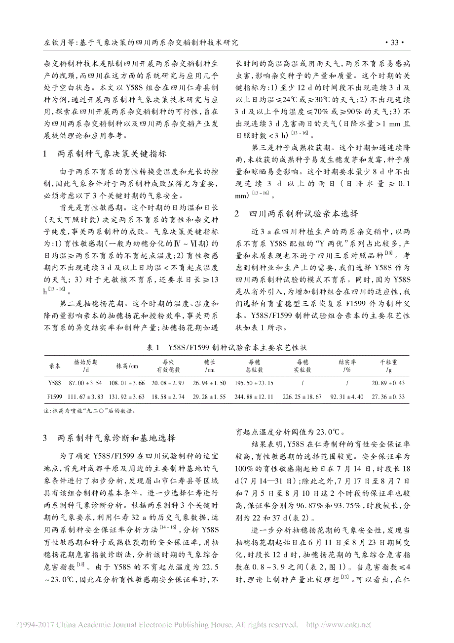 基于气象决策的四川两系杂交稻制种技术研究_以Y58S_F1599仁寿制种为例_第2页