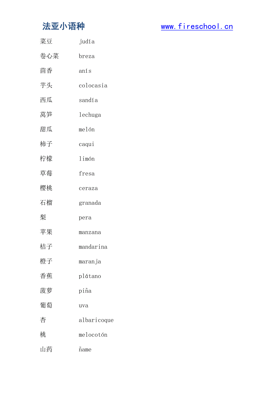 【精选】初学西班牙语必备词汇个(三) 饮食类 蔬菜水果_第2页