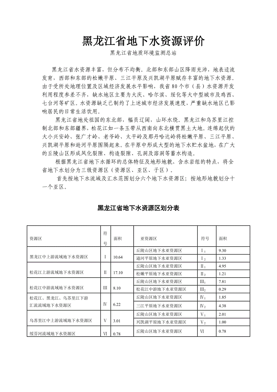 【精选】黑龙江省地下水资源评价_第1页