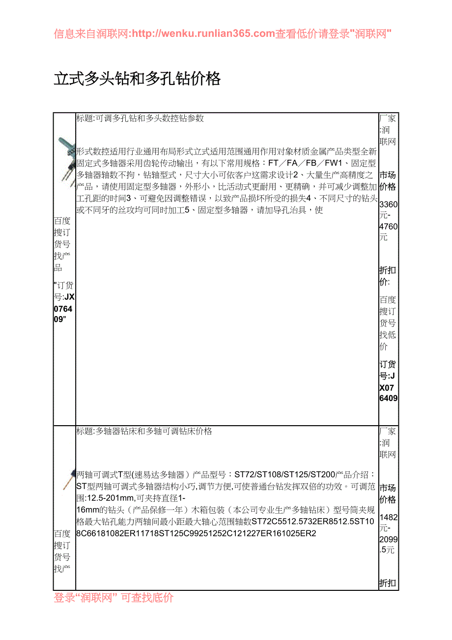 立式多头钻和多孔钻价格_第1页