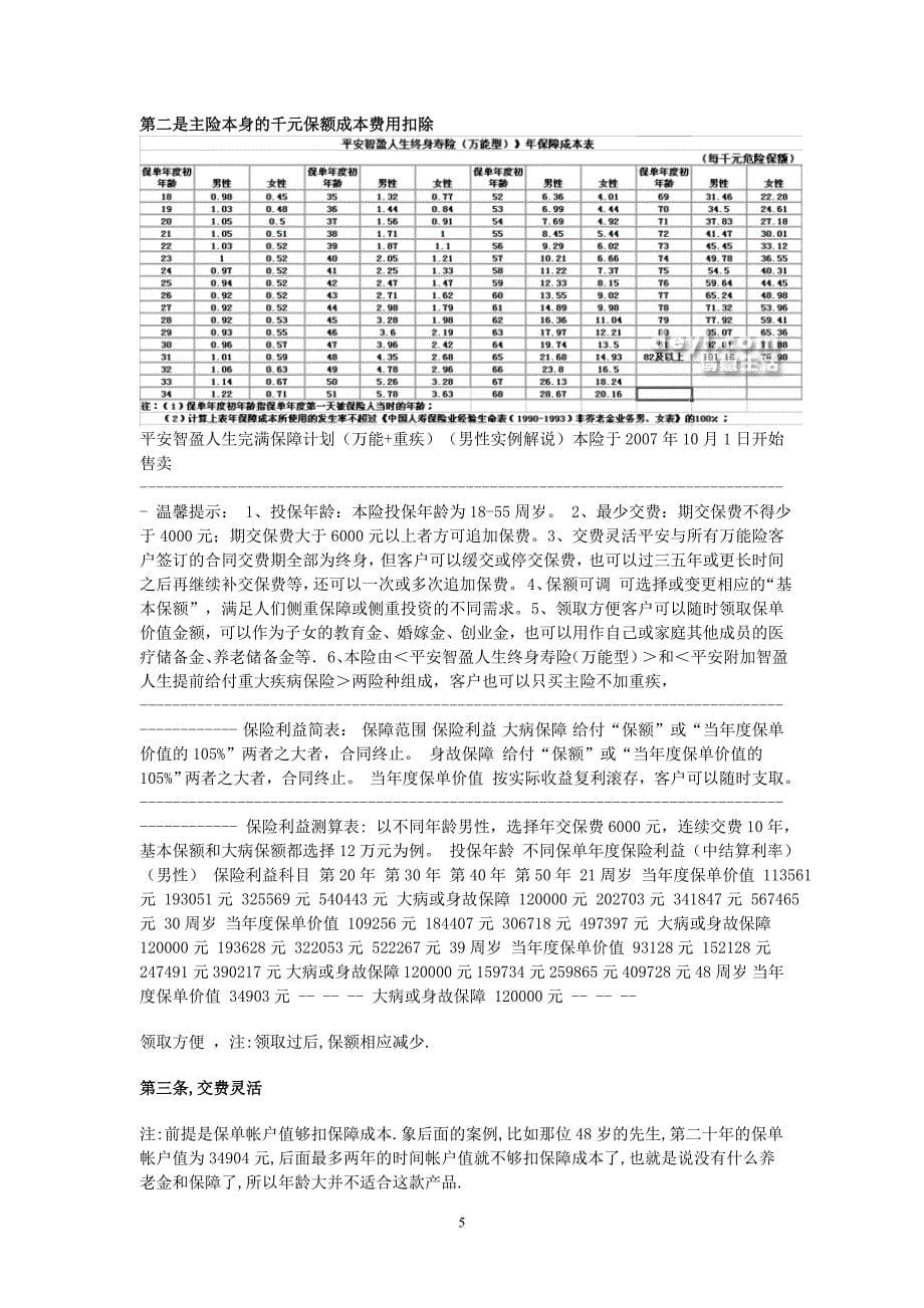 关于平安万能险的详细解析和说明_第5页