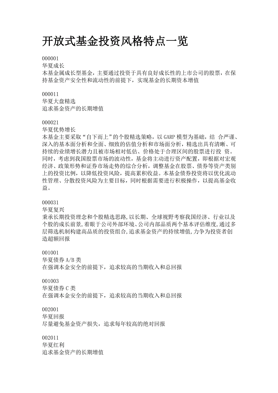 开放式基金投资风格特点一览_第1页