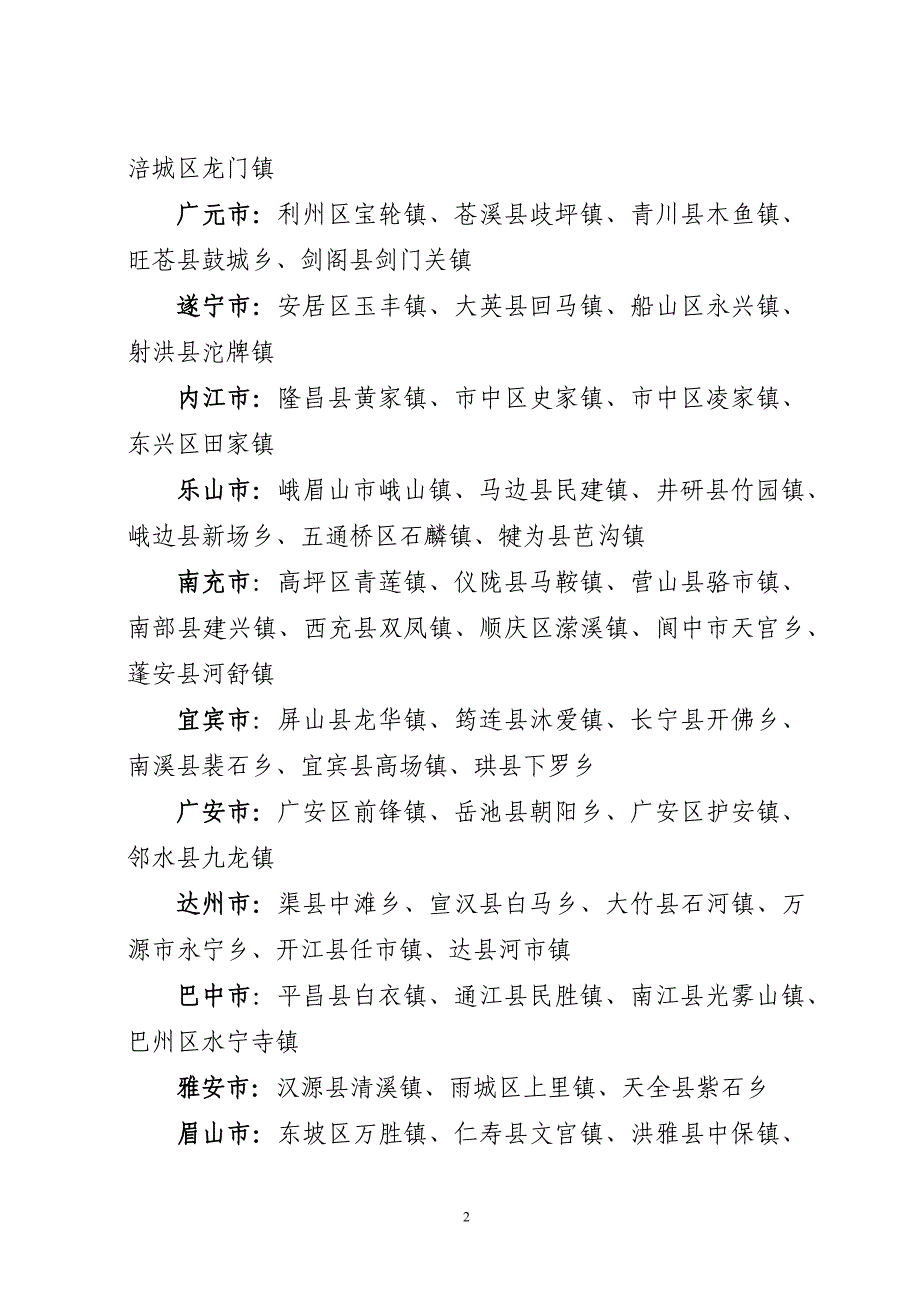 全省“五市十县百镇千村环境优美示范工程”实施范围(资料)_第2页