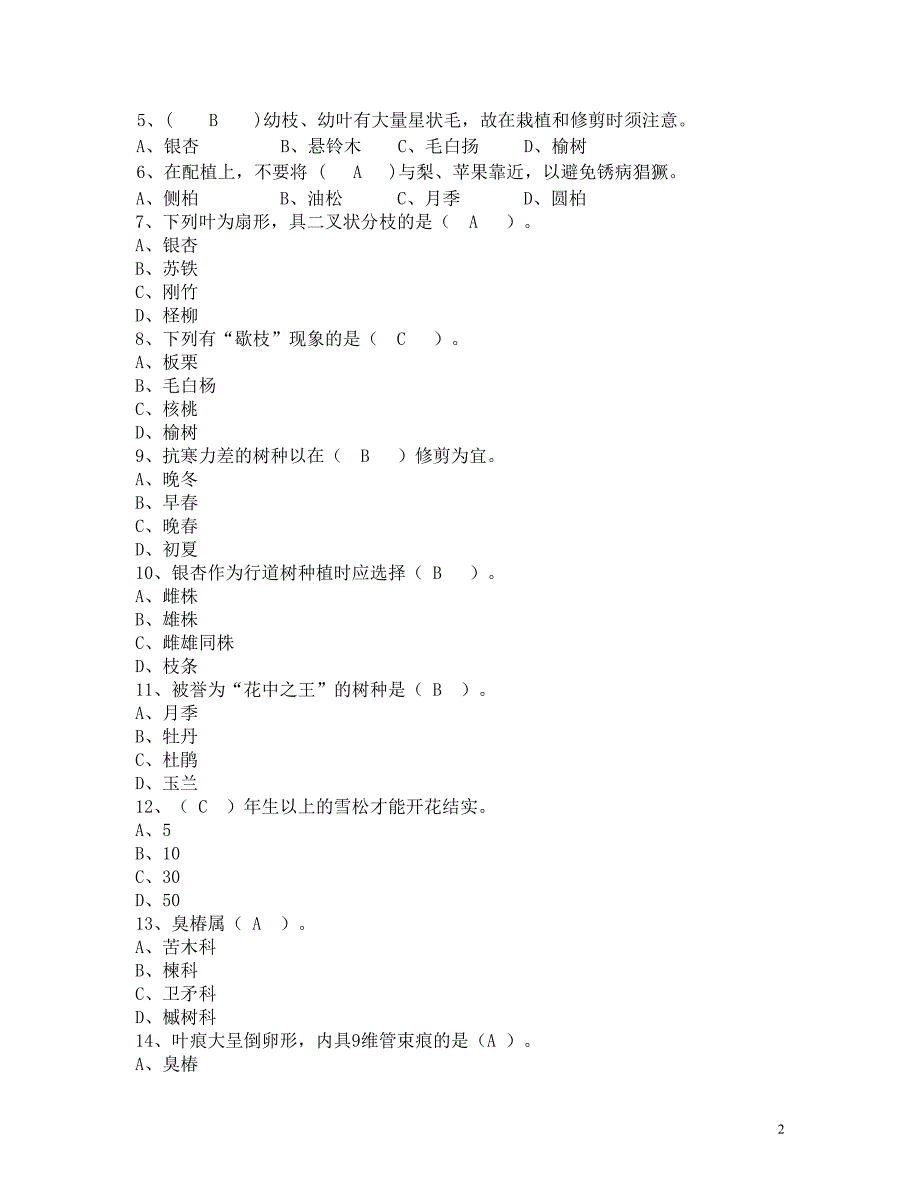 [2017年整理]北林函授树木学复习题_第2页