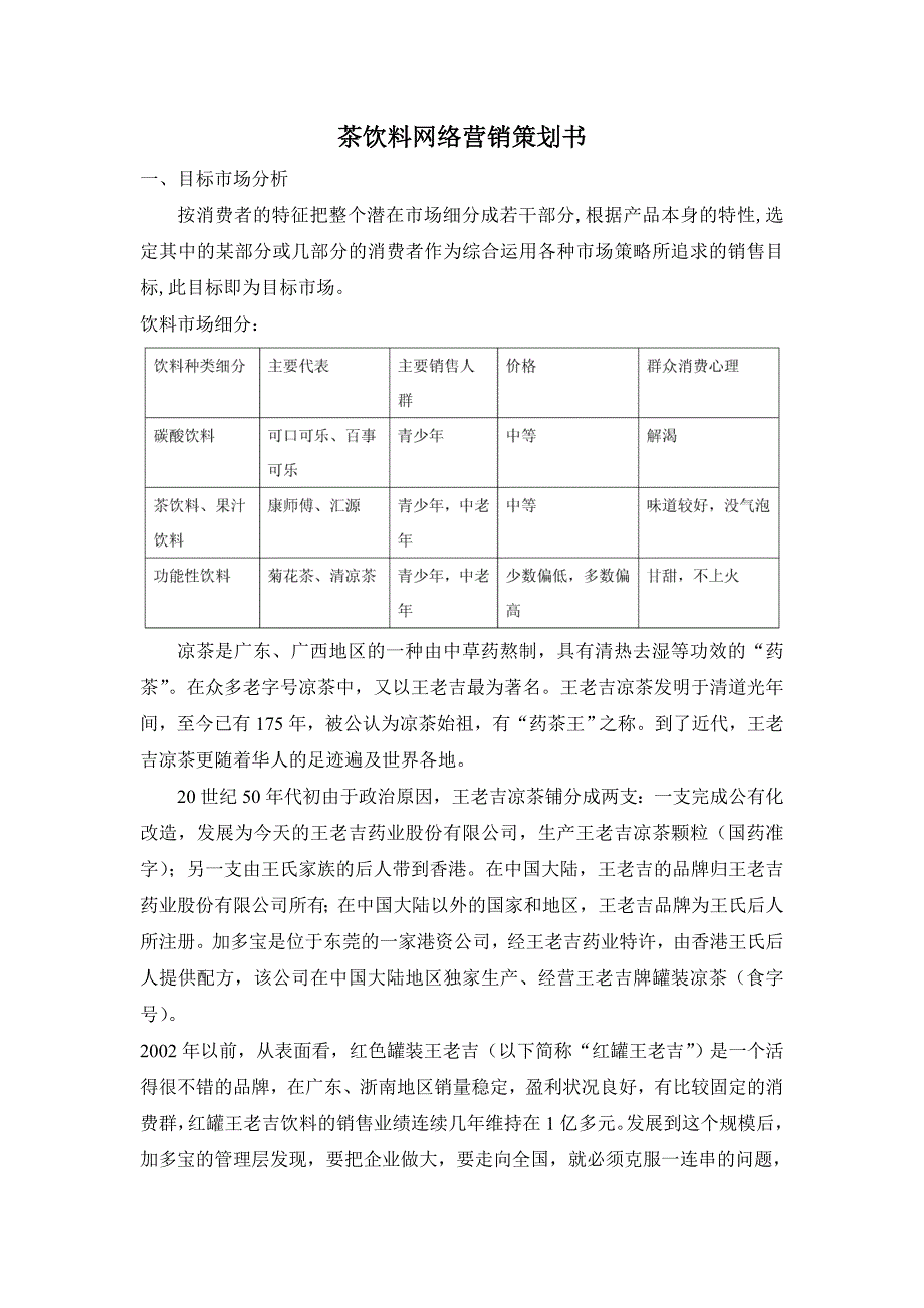 [2017年整理]茶饮料网络营销策划书_第1页