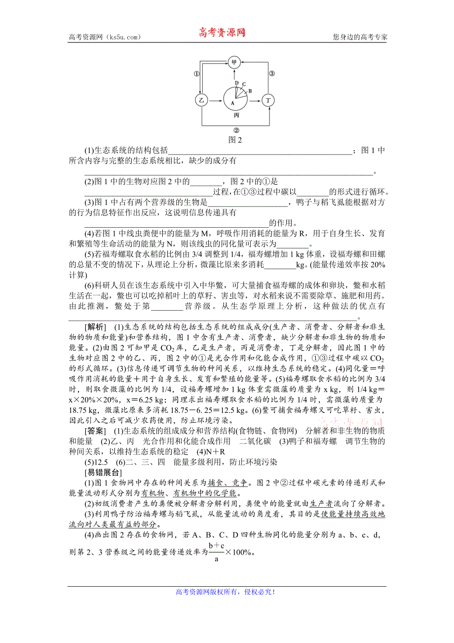 《优化探究》2016届高三生物二轮复习练习：专题突破 专题六第2讲生态系统与环境保护 Word版含答案_第4页