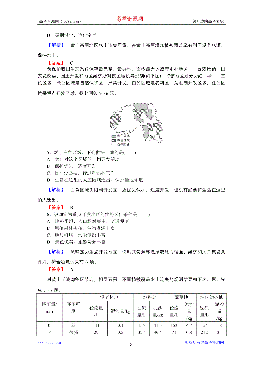 【师说】2015-2016高中地理新课标选修6习题 4.1《森林及其保护》_第2页