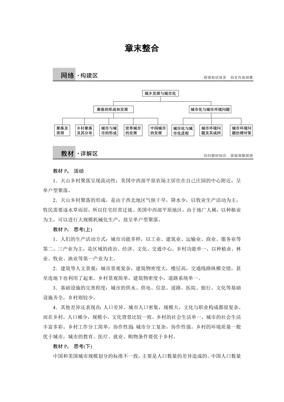 【新步步高】2015-2016学年高二地理人教版选修4学案：第一章 城乡发展与城市化 整合 Word版含答案_第1页