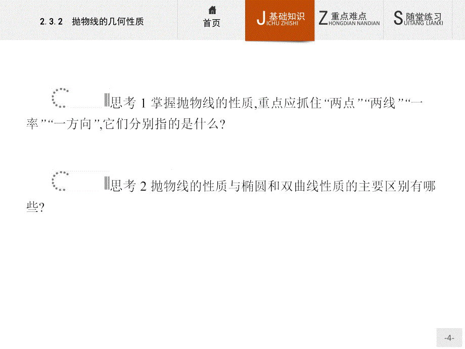 【测控指导】2015-2016学年高二数学人教B版选修1-1课件：2.3.2 抛物线的几何性质 _第4页