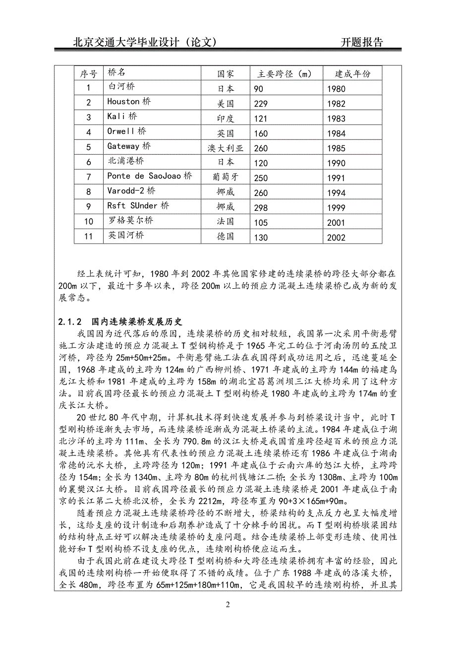 【2017年整理】跨度(60+108+60)m客货共线铁路连续梁桥设计开题报告_第2页