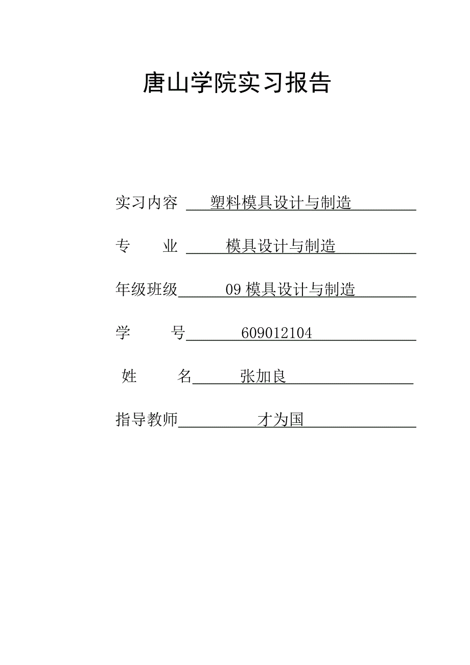 【2017年整理】注塑模具实习报告_第1页