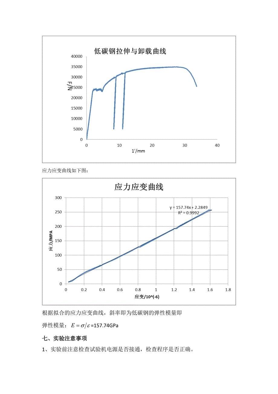 【2017年整理】低碳钢的拉伸及卸载实验报告_第5页