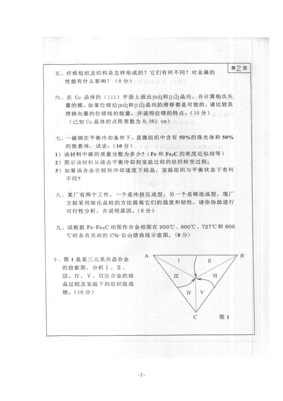 【2017年整理】大连理工大学材料科学基础历年真题_第2页