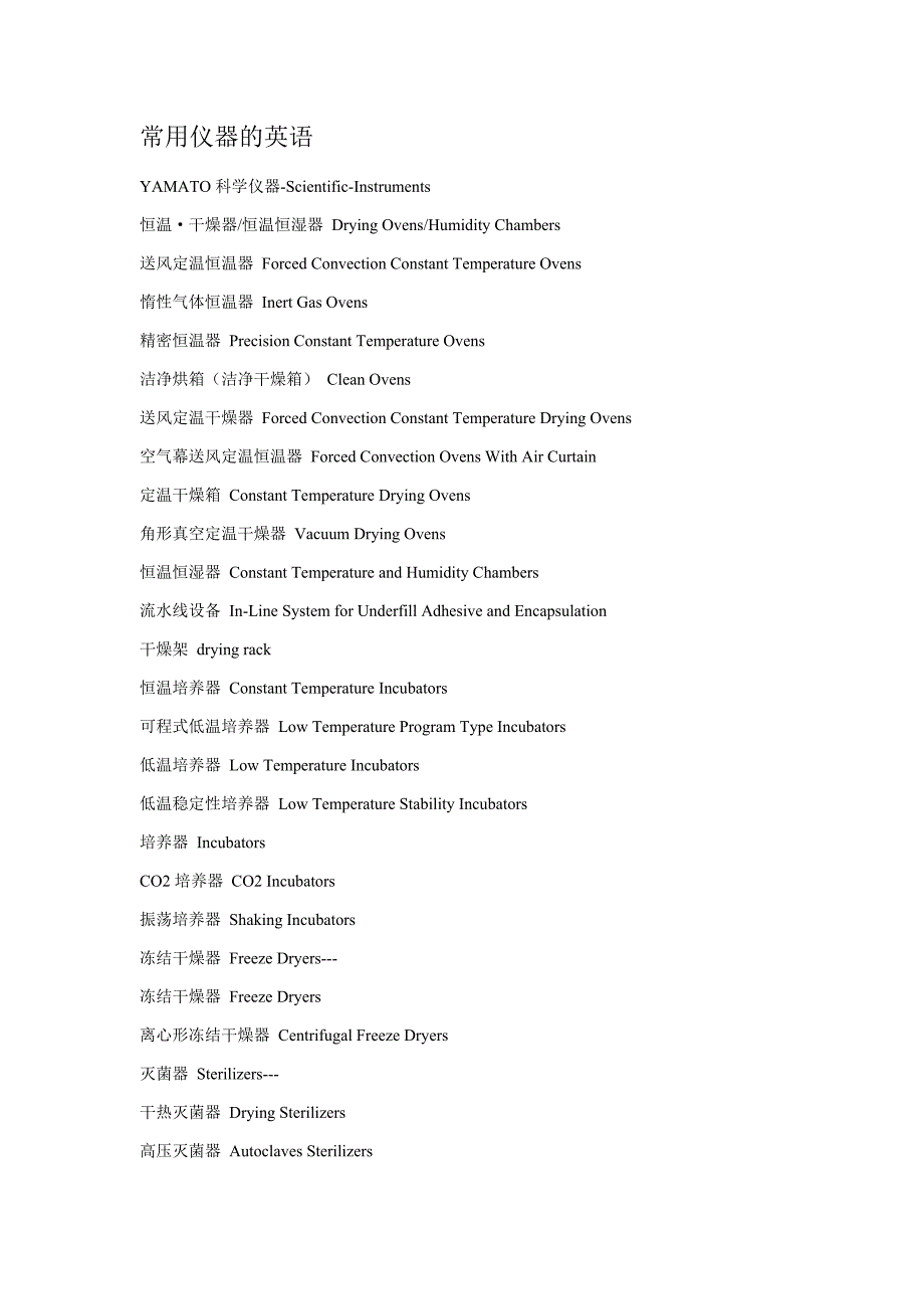 【2017年整理】常用仪器的英语_第1页