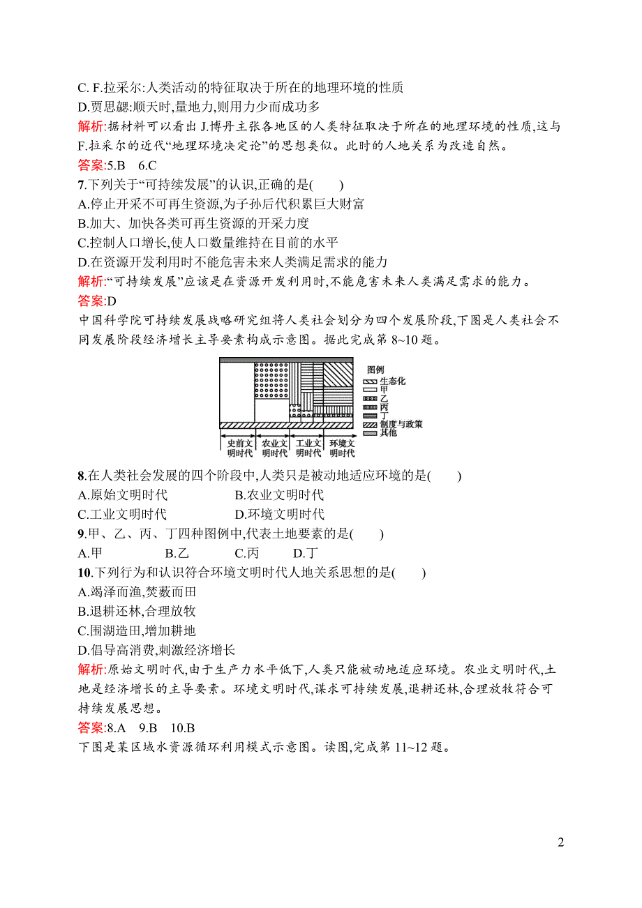 【测控设计】2015-2016学年高一地理湘教必修2同步训练：4.2 人地关系思想的演变 Word版含解析_第2页