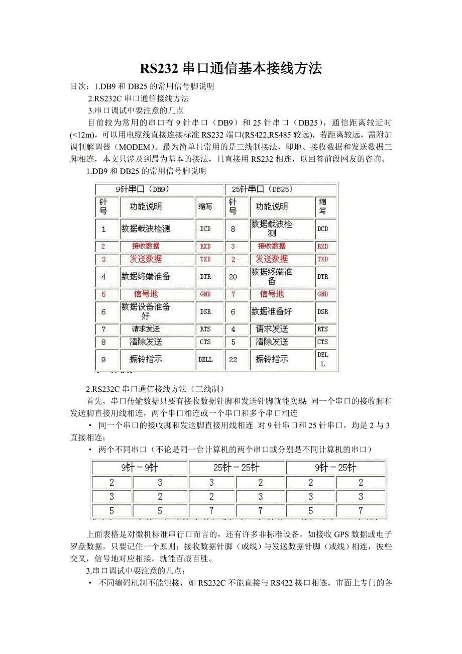 【2017年整理】RS232串口通信基本接线方法_第1页