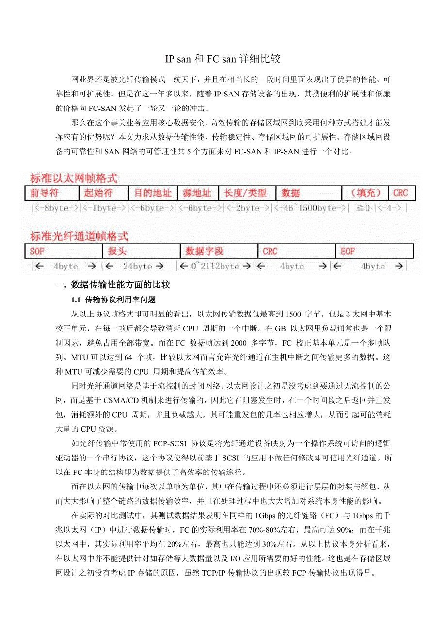 【2017年整理】IP san和FC san详细比较_第1页