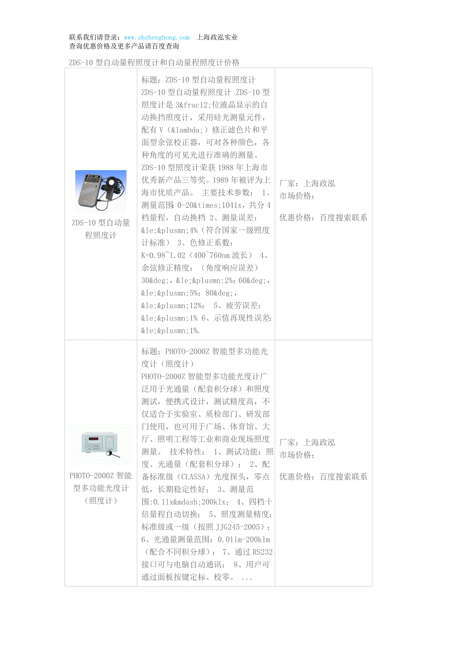 【2017年整理】ZDS-10型自动量程照度计和自动量程照度计价格_第1页