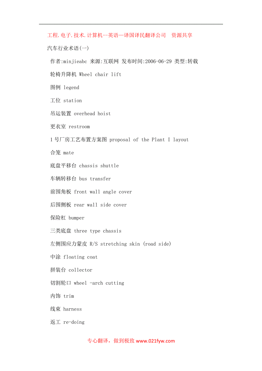 【2017年整理】汽车翻译术语_第1页