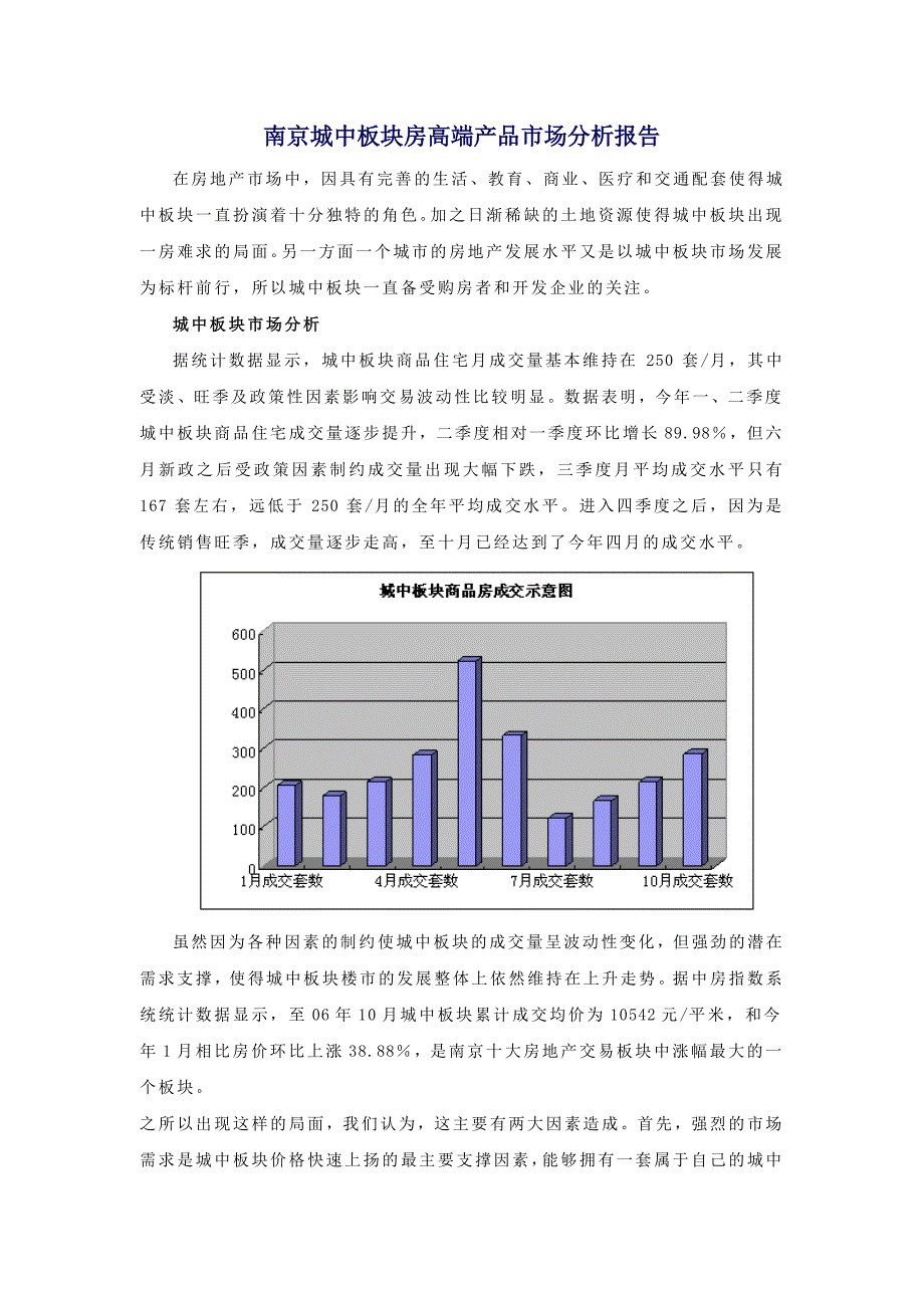 南京城中板块房高端产品市场分析报告_第1页