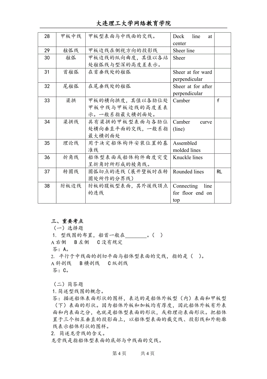 【2017年整理】大工15春《船舶制图》辅导资料三_第4页