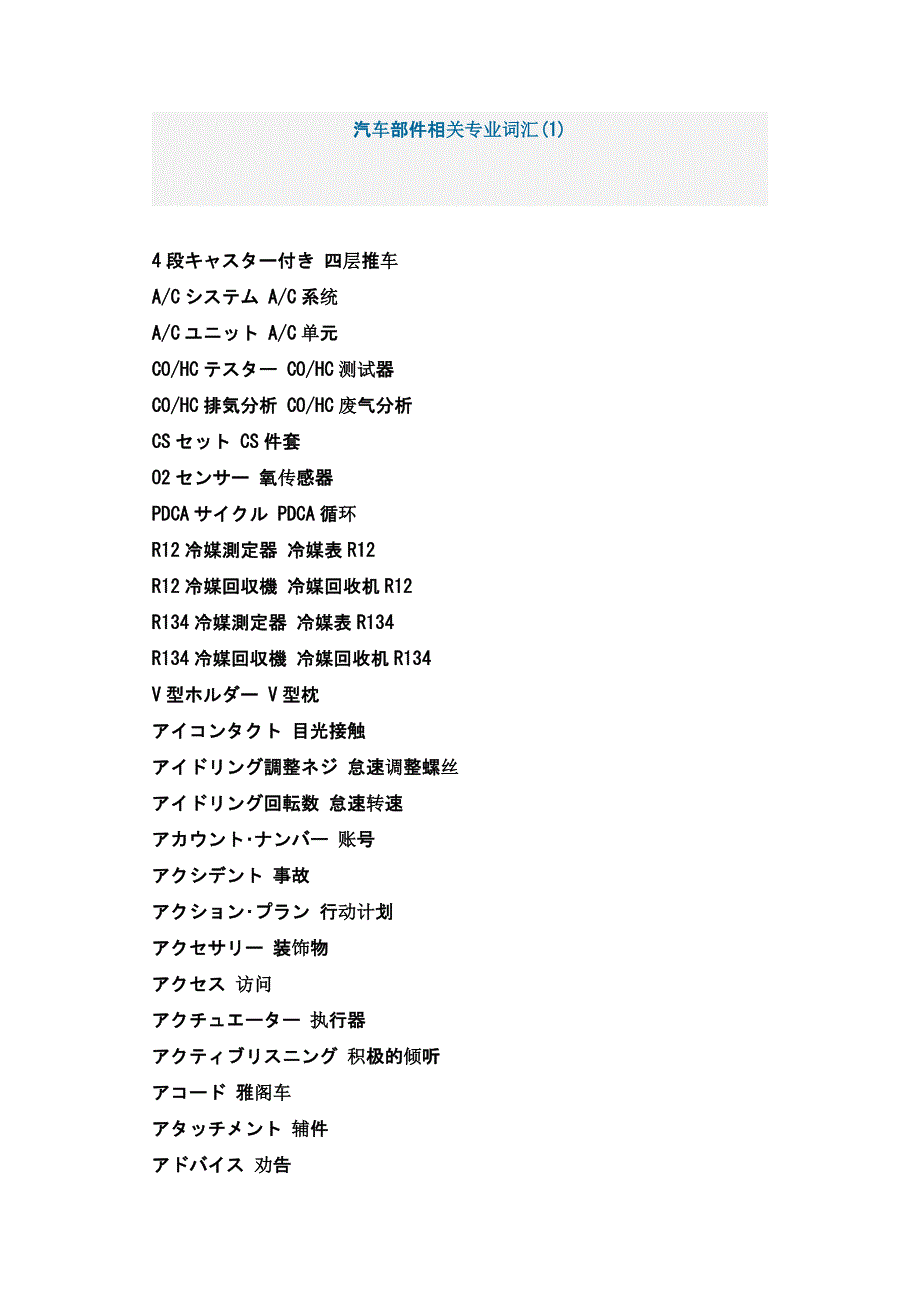 【2017年整理】汽车部件相关专业词汇_第1页