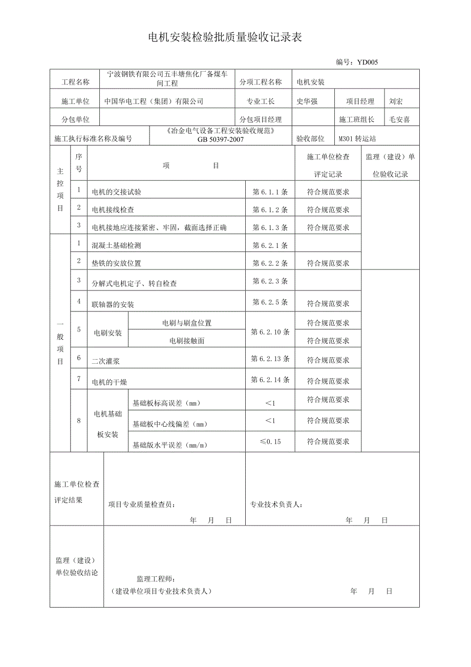 【2017年整理】表A065电机安装分项工程检验批质量验收记录表_第2页