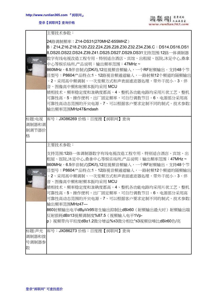 【2017年整理】多路调制器和调解调制器价格_第5页