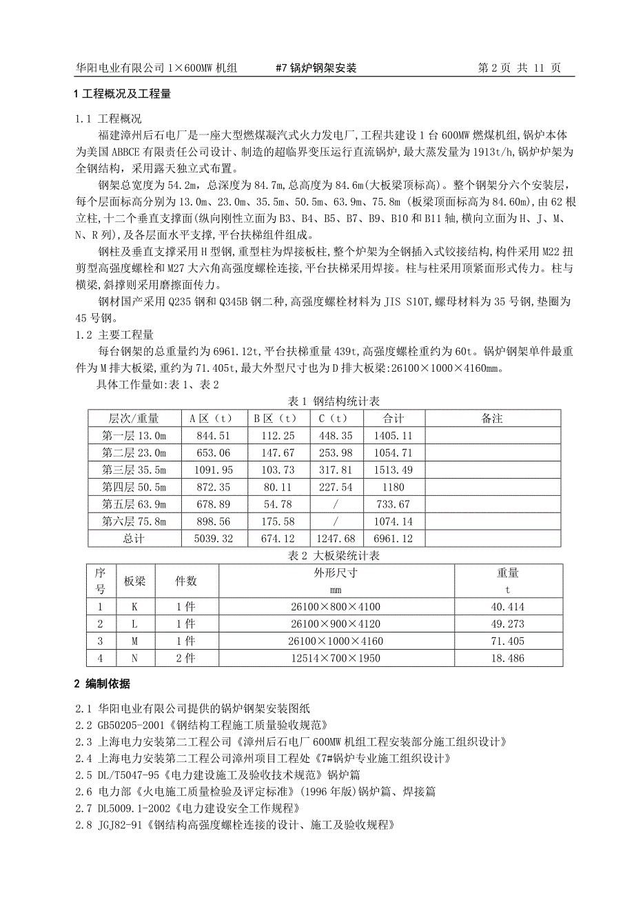 【2017年整理】锅炉钢架安装作业指导书_第2页