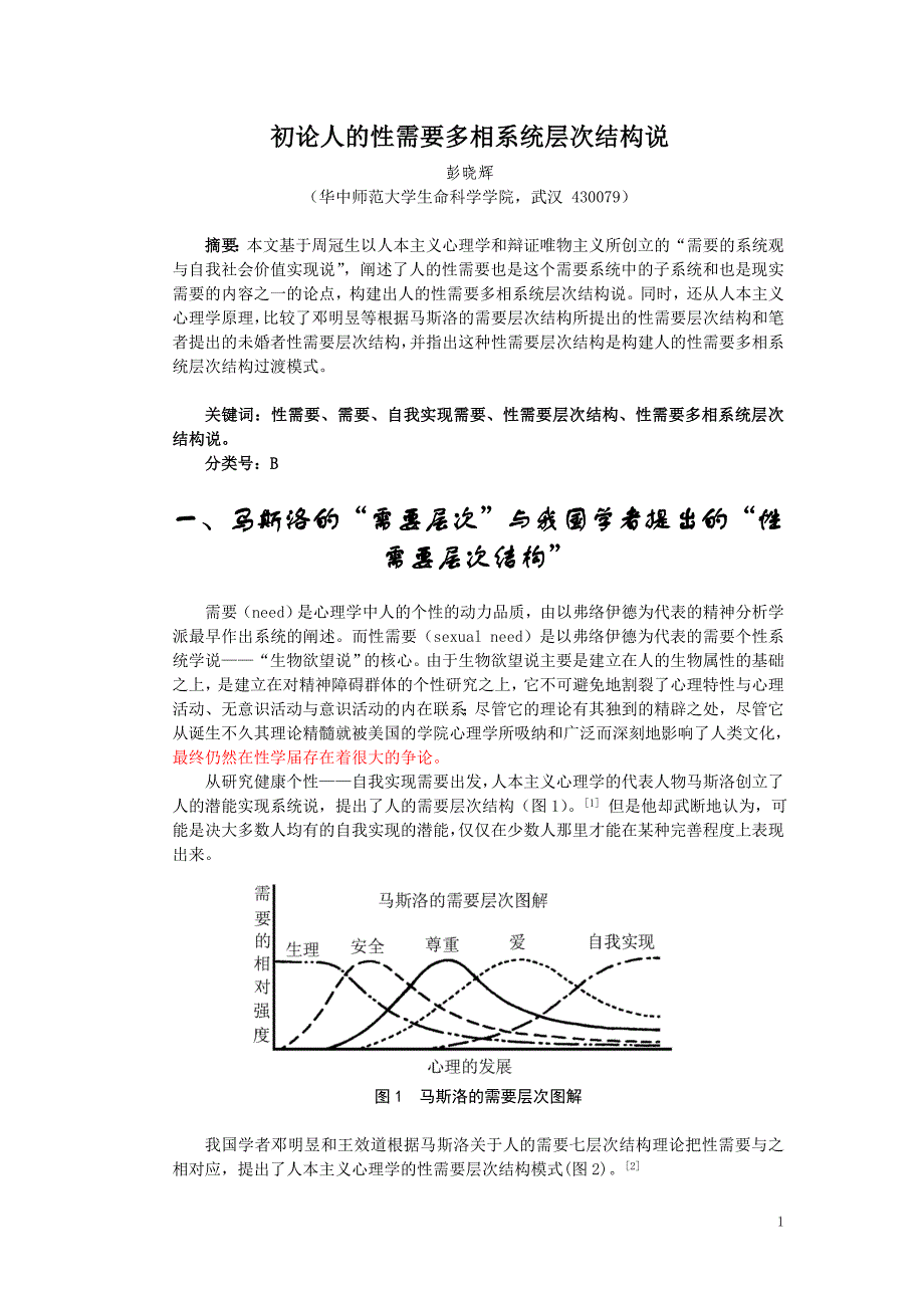 【2017年整理】初论人的性需要多相系统层次结构说_第1页