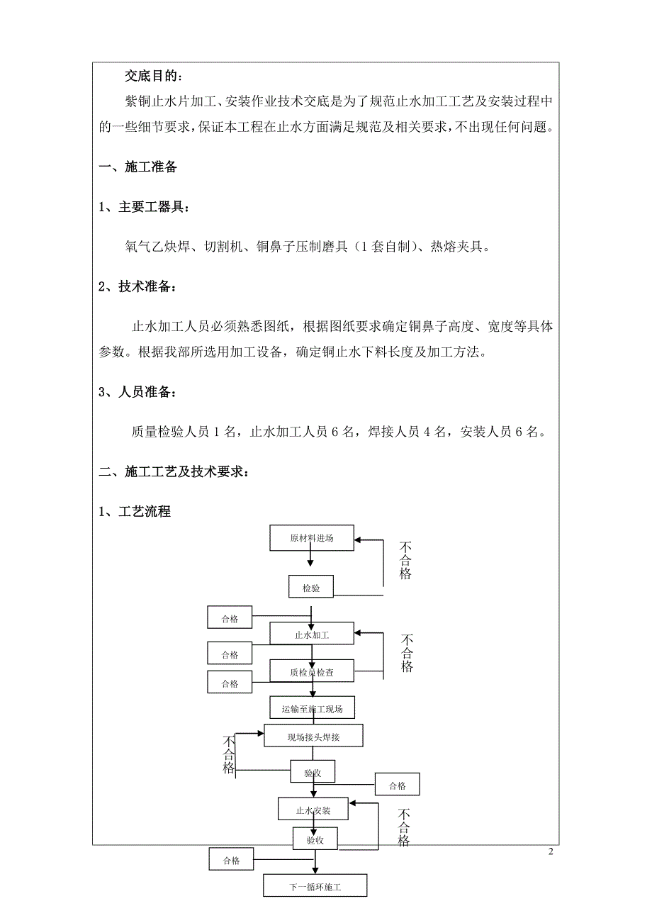 【2017年整理】灌溉发电洞铜止水带安装技术交底_第2页