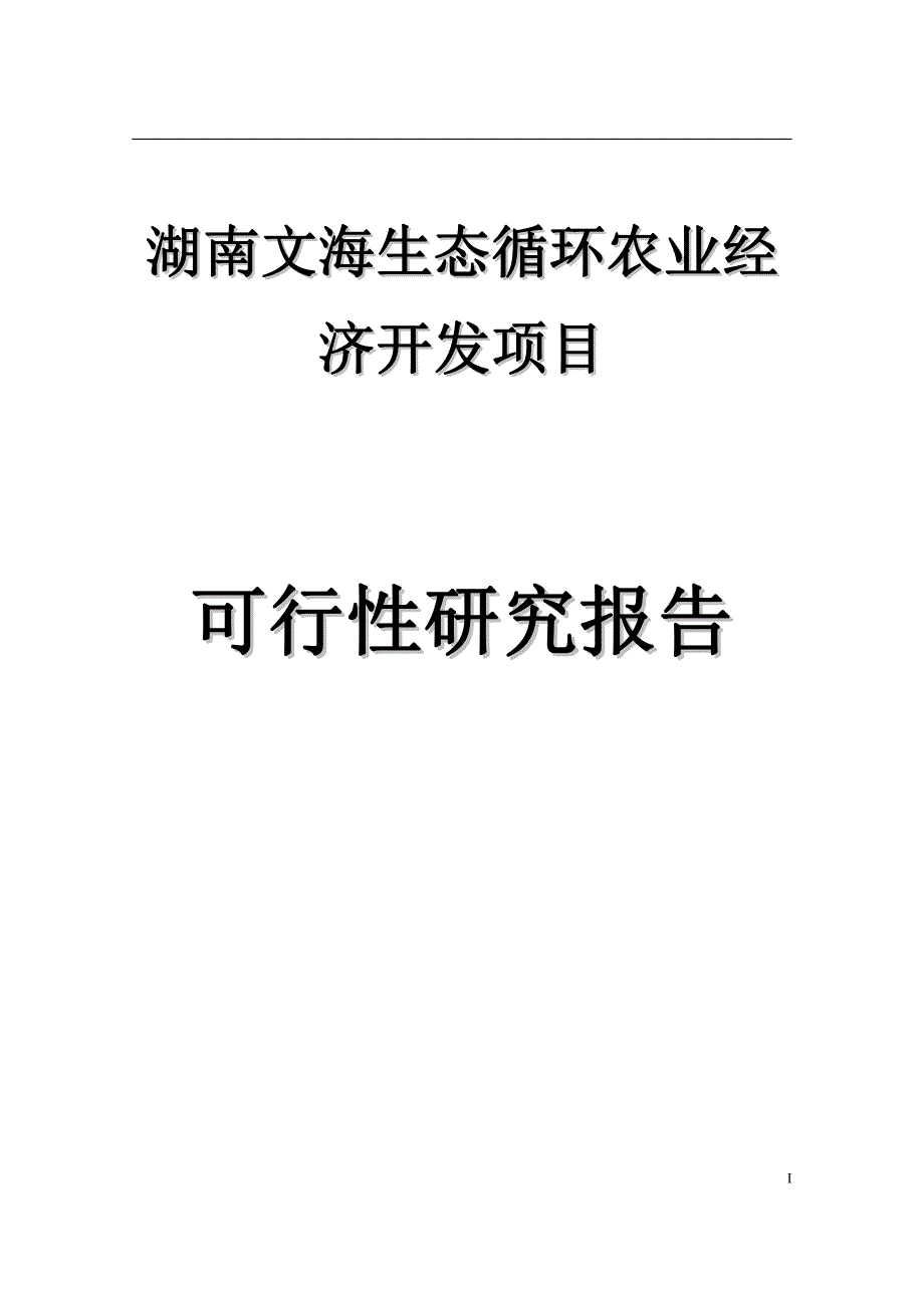 湖南文海生态循环农业经济开发项目可行性研究报告_第1页