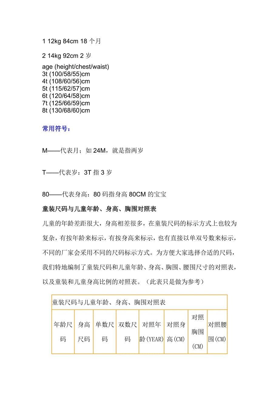 【2017年整理】童装童鞋尺码对照_第5页