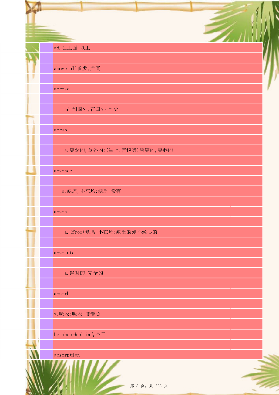 (带语音朗读)2013年考研大纲英语词汇表-真人朗读学习英语中英文对比_第3页