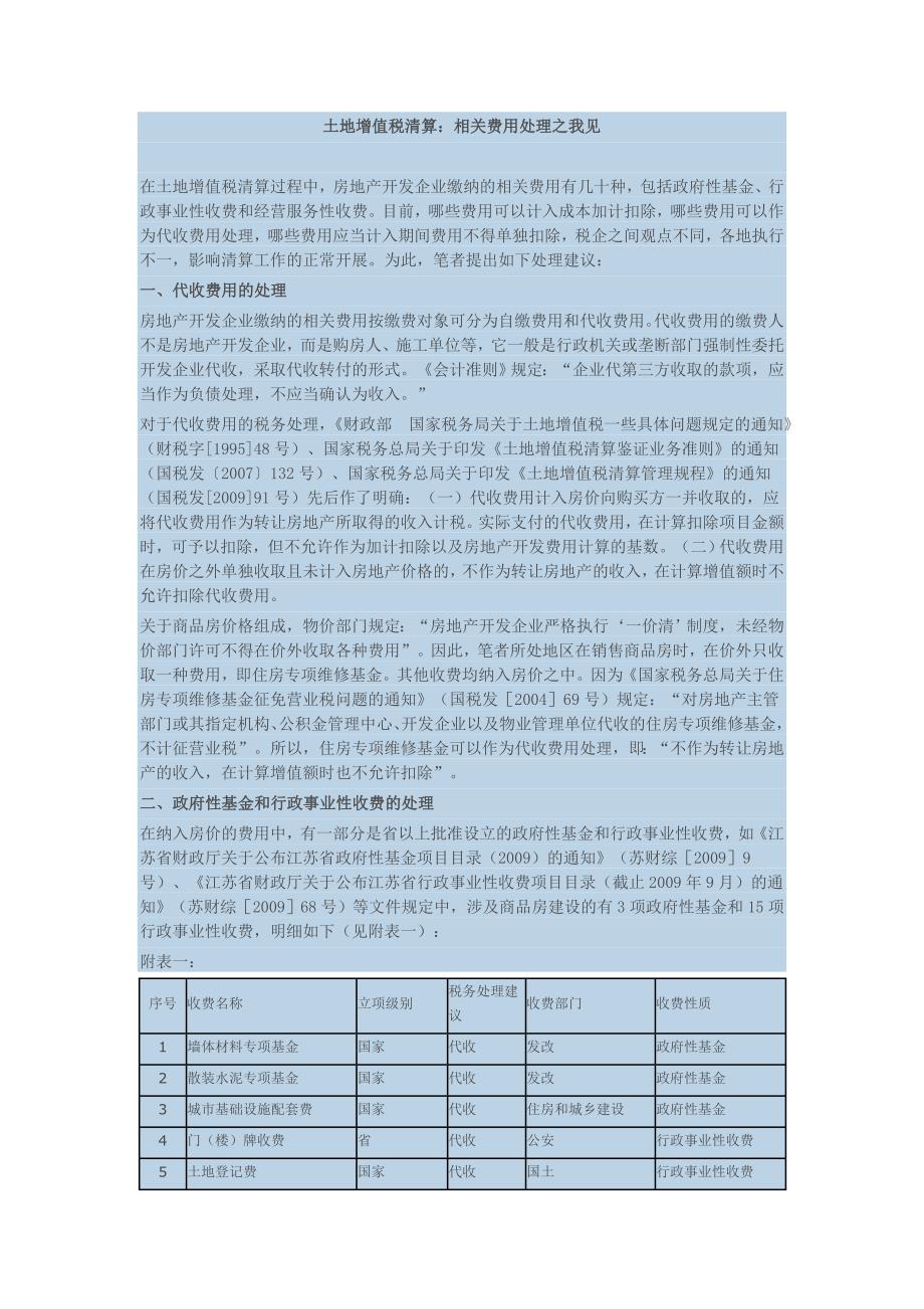 【2017年整理】土地增值税清算：相关费用处理之我见_第1页