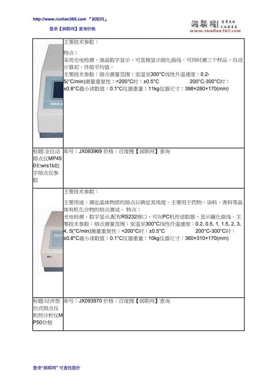 【2017年整理】数字显微熔点仪和全自动熔点仪JH70价格_第5页