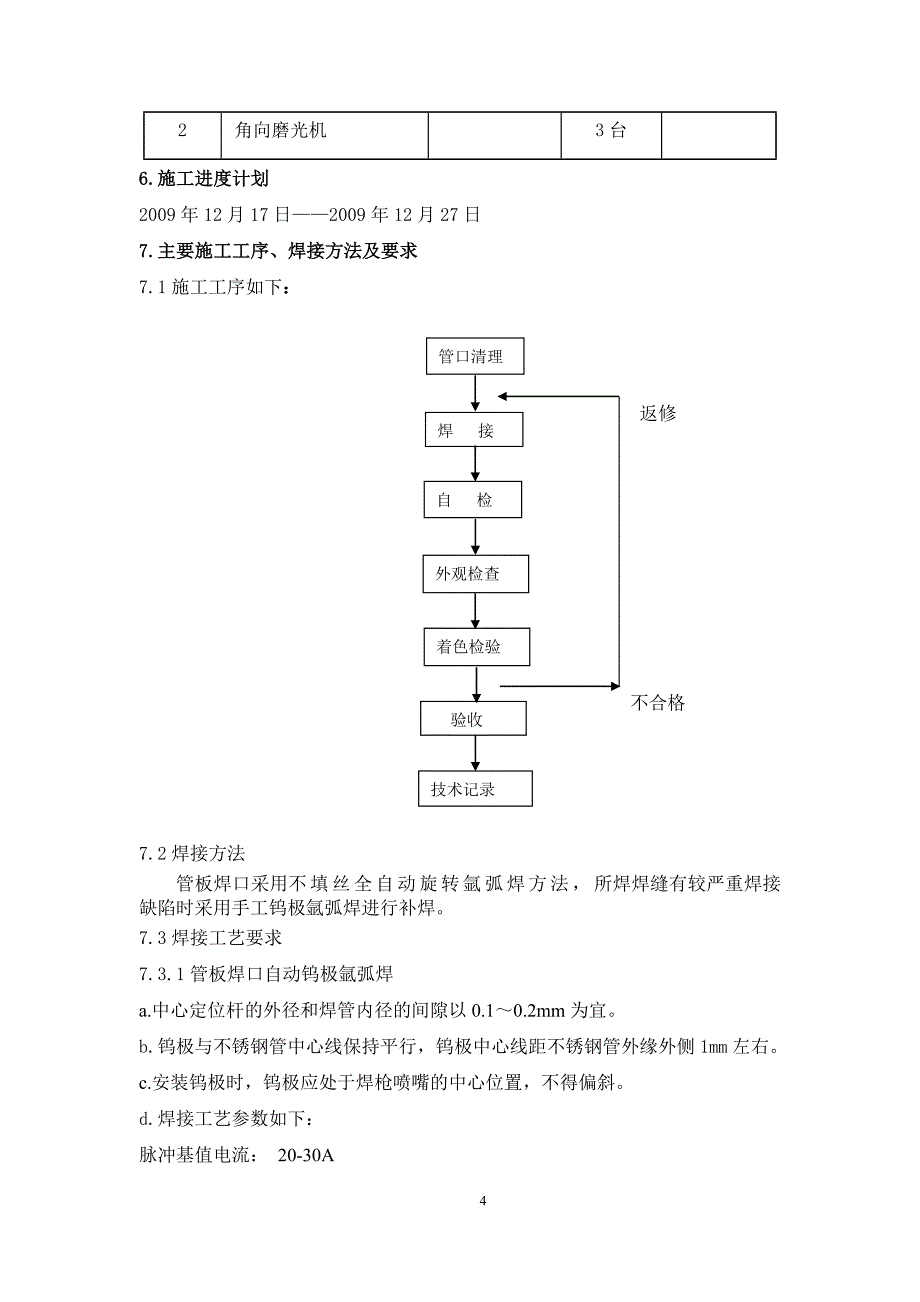 【2017年整理】凝汽器不锈钢管焊接作业指导书_第4页