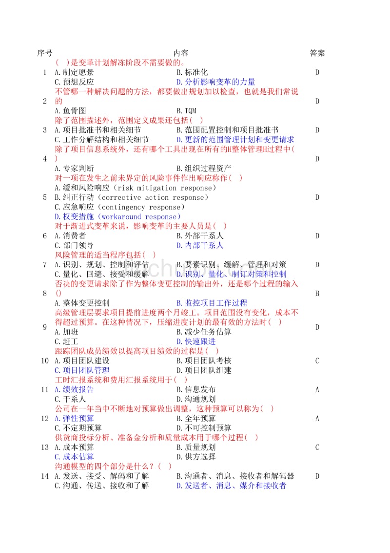 2014职业技能实训题及答案：工商管理-资源与运营管理_第1页